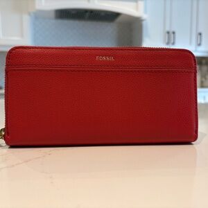 Fossil Vibrant Red Leather Wallet